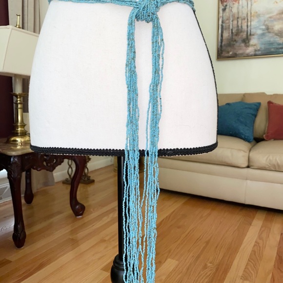 Turquoise Seed Bead Scarf Native Necklace - Picture 9 of 13